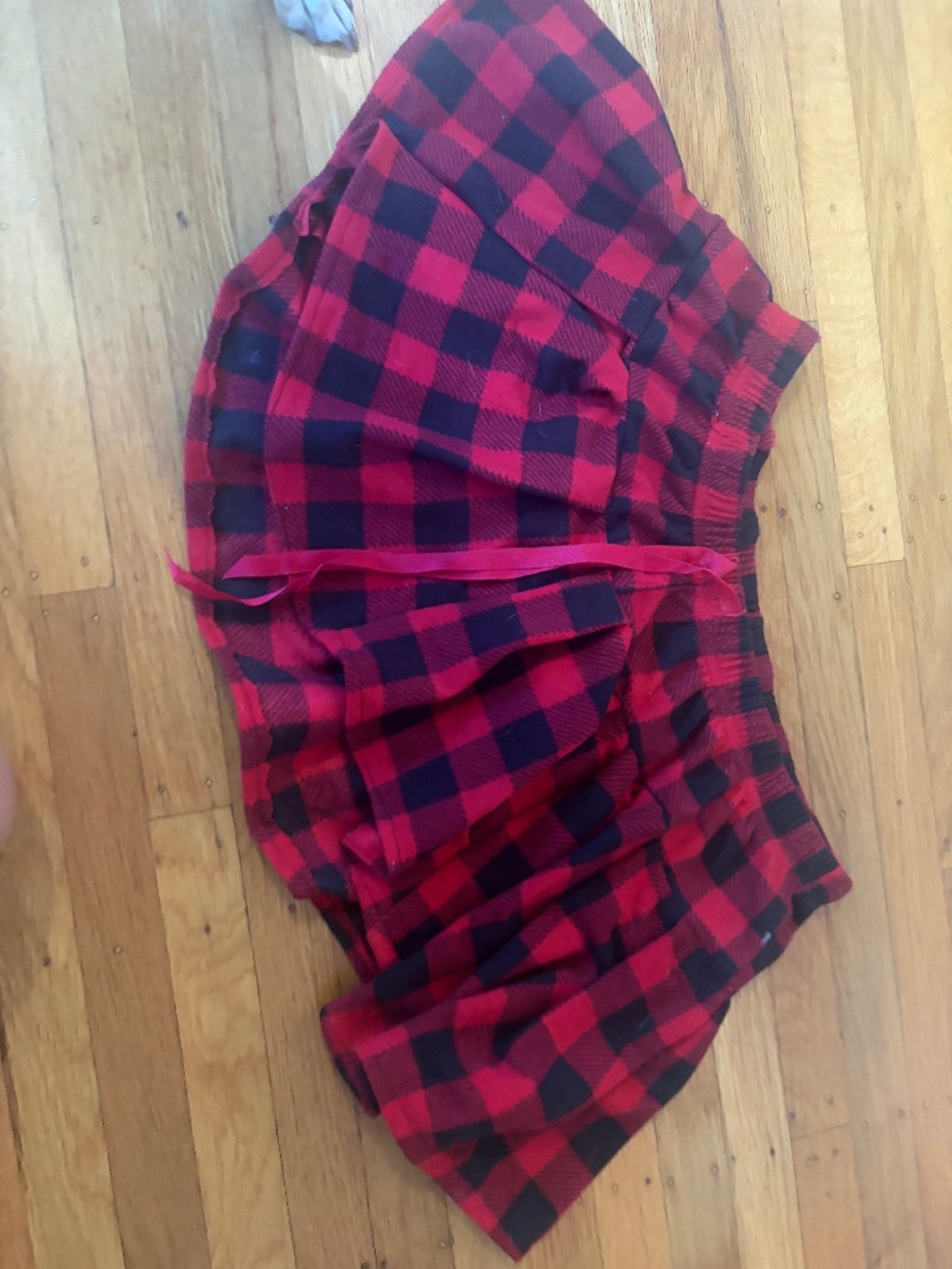 Handmade / Upcycled Red & Black Buffalo Plaid Fleece Skirt – Size XS